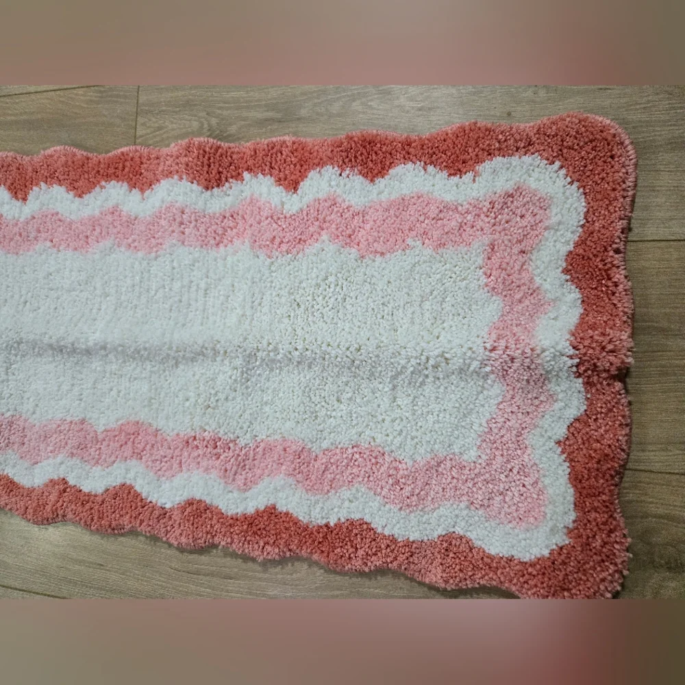 Pink and White Bath Mat